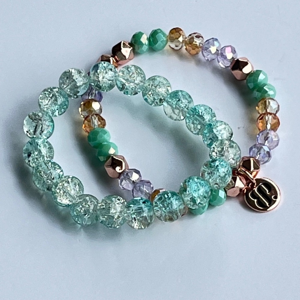 Bomb Party Multicolor Beaded Stretch Bracelet Set Stackable Boho Chic Layering